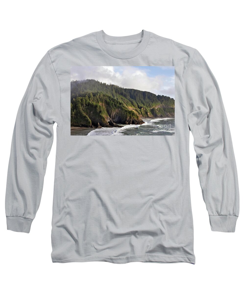 Oregon Long Sleeve T-Shirt featuring the digital art Oregon Coastline by Kirt Tisdale