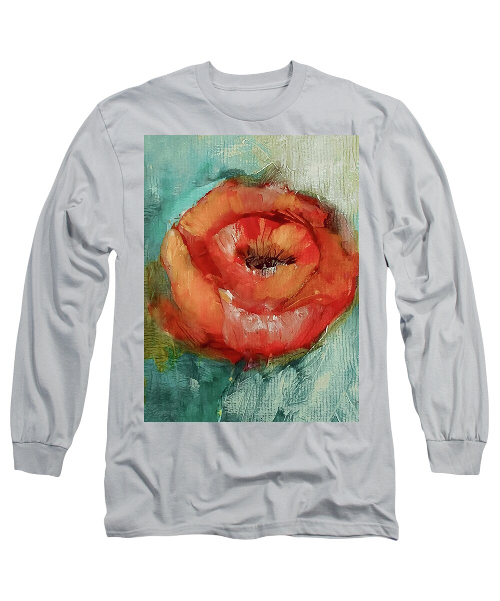 Poppy Long Sleeve T-Shirt featuring the painting Poppy Perfection IV by Lisa Kaiser