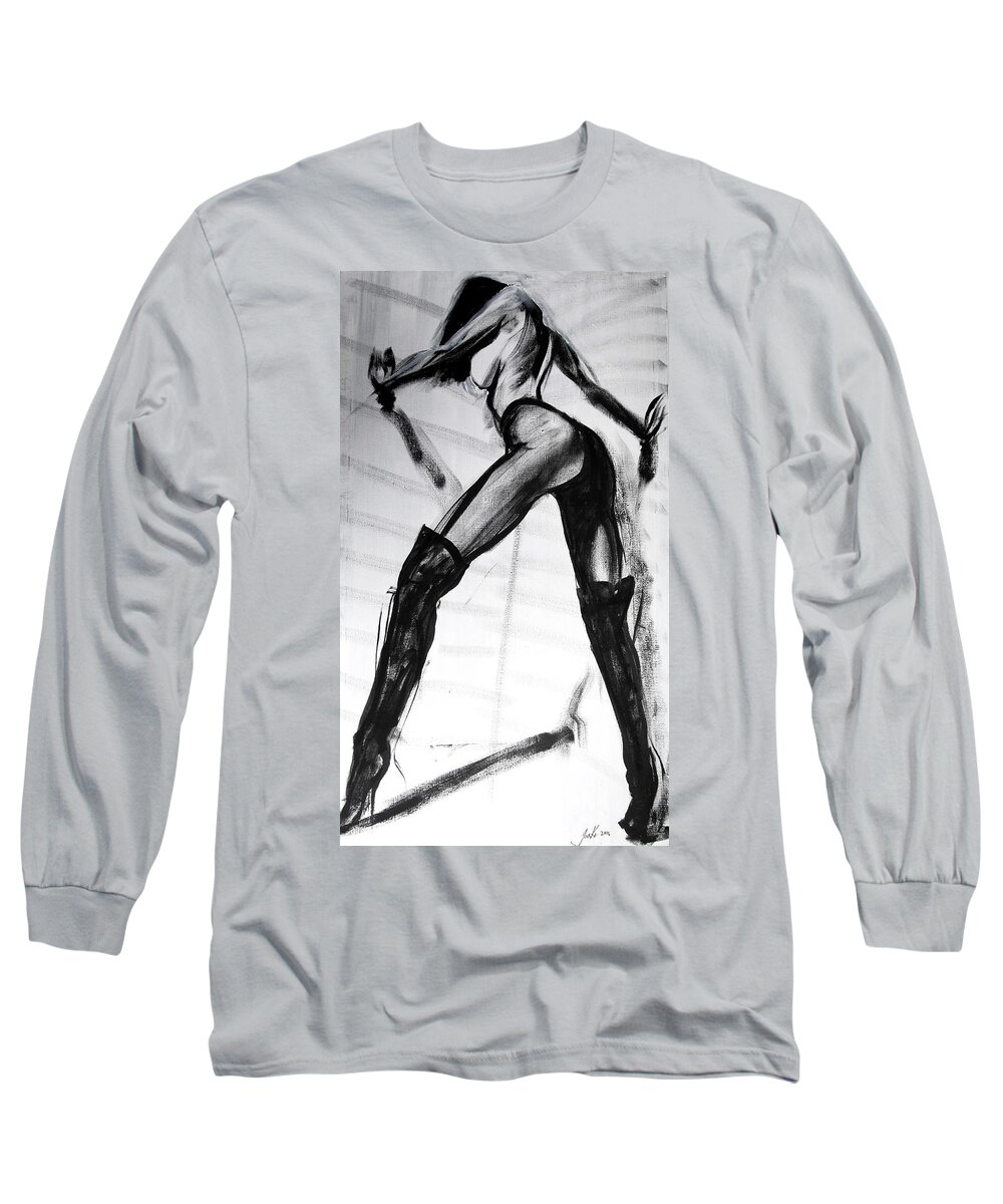 Beautiful Long Sleeve T-Shirt featuring the painting Puss in Boots by Jarko Aka Lui Grande