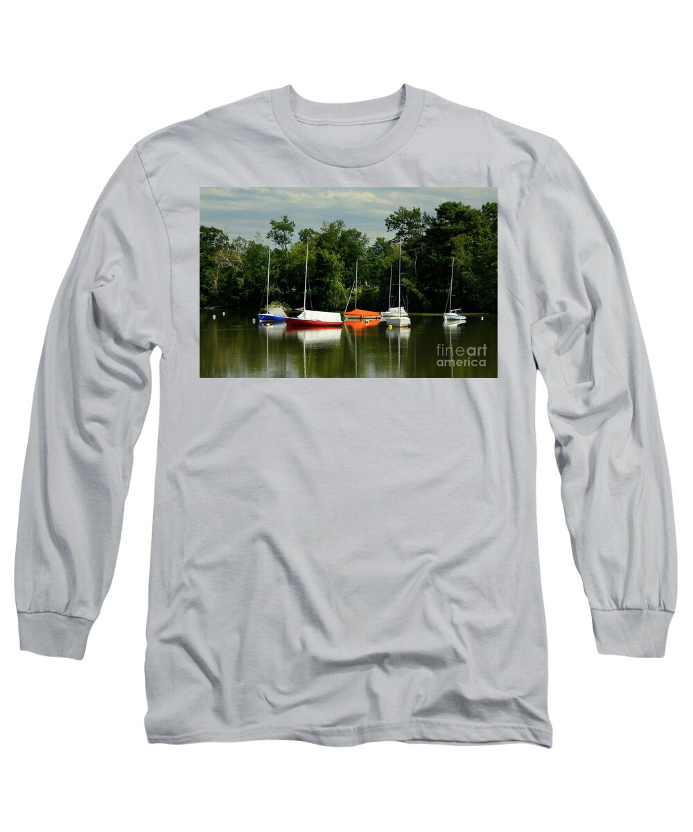 Boats Long Sleeve T-Shirt featuring the photograph Quanapowitt Yacht Club by Lennie Malvone