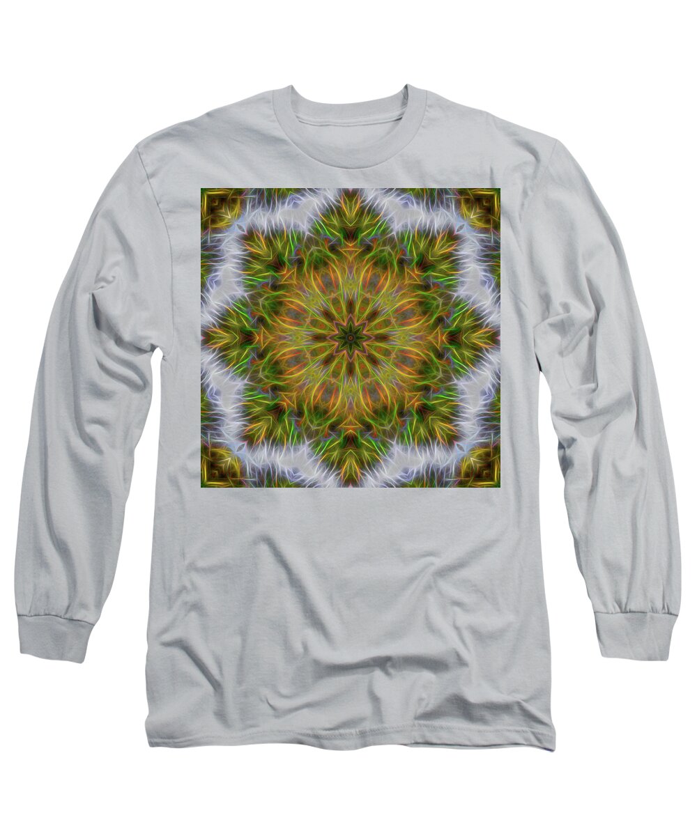 Mandala Long Sleeve T-Shirt featuring the digital art Rainbow Energy Mandala 001 by Beth Venner