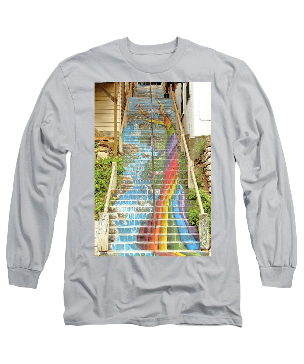 Stairway Long Sleeve T-Shirt featuring the photograph Rainbow Stairs by Lens Art Photography By Larry Trager