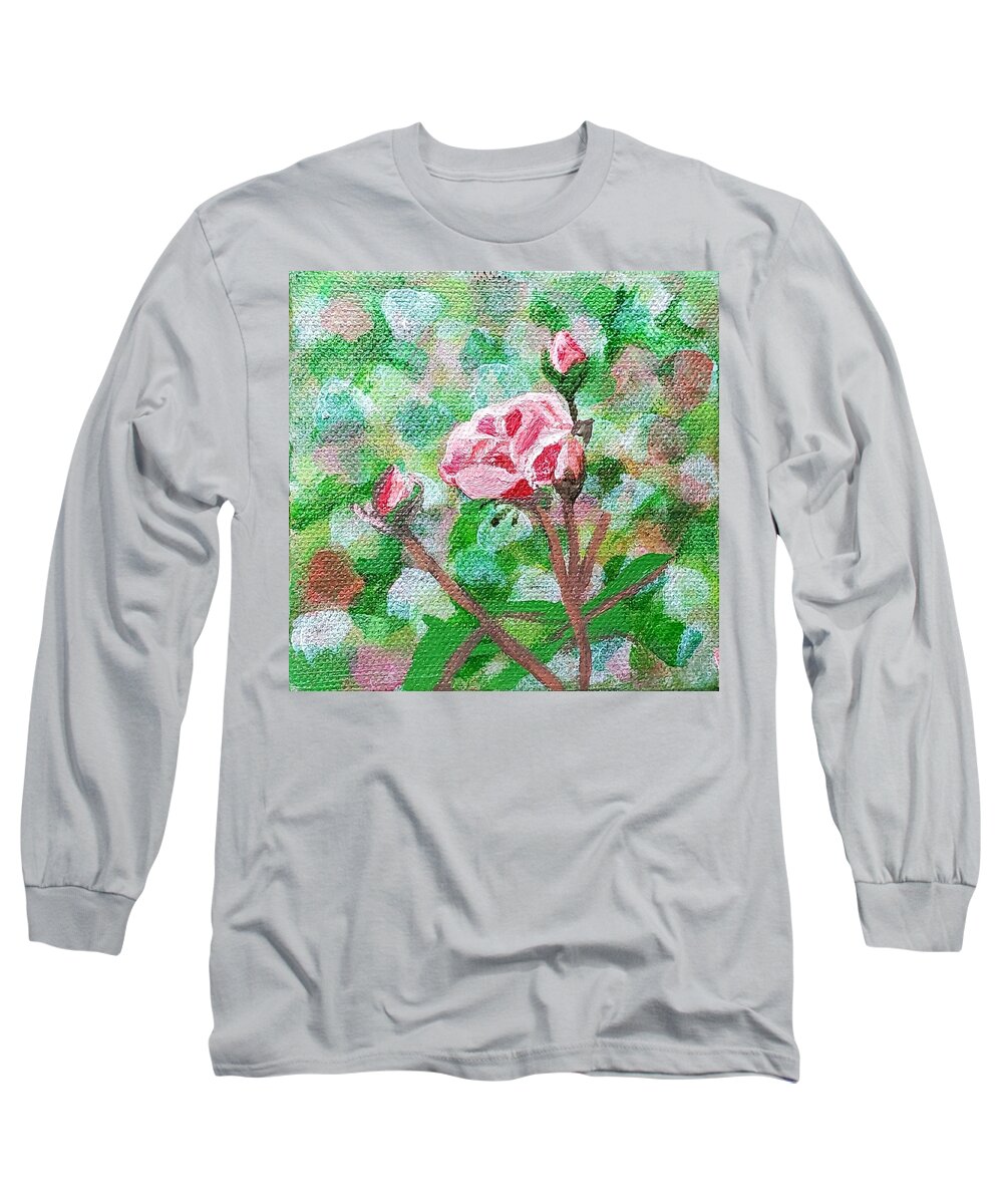 Rose Long Sleeve T-Shirt featuring the painting Rosebud by Amy Kuenzie