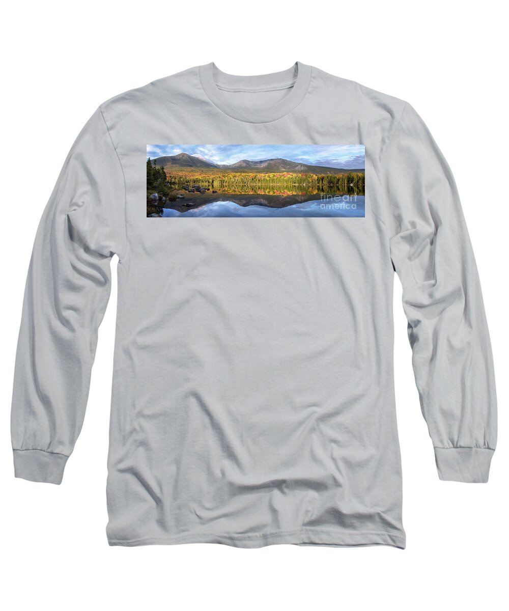 Maine Lakes And Mountains Long Sleeve T-Shirt featuring the photograph Sandy stream Mt Katahdin Maine by Rehna George