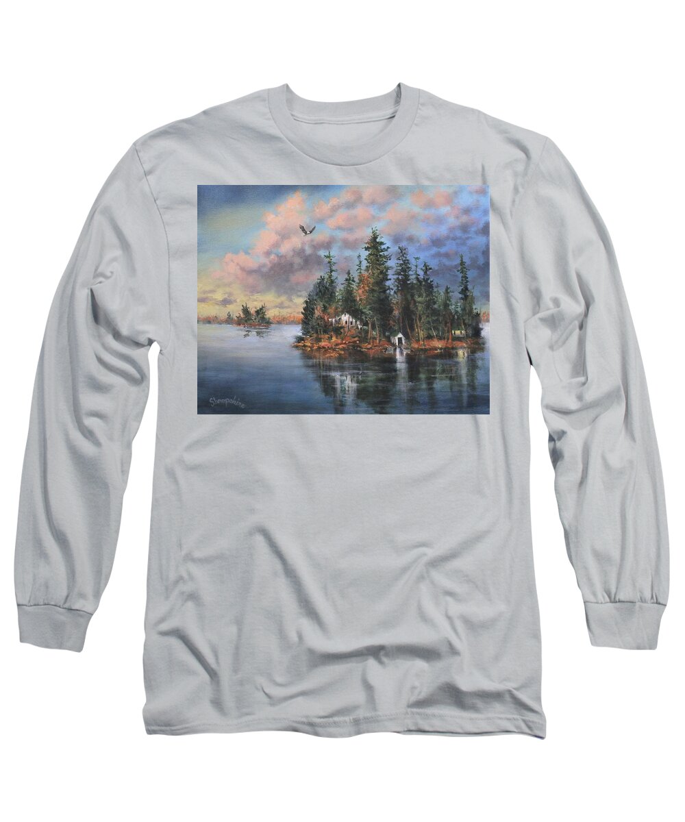 Wisconsin Long Sleeve T-Shirt featuring the painting Shropshire Island by Tom Shropshire