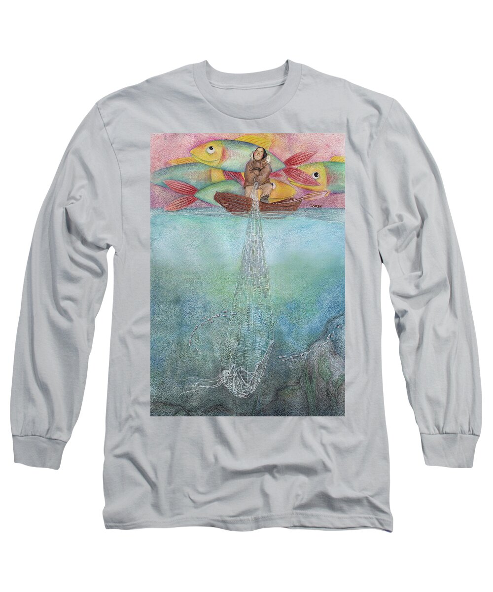 Soosh Long Sleeve T-Shirt featuring the drawing Skeleton Woman by Soosh