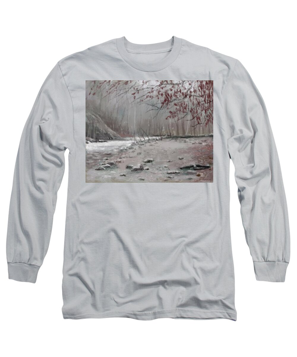 Smoky Mountains Long Sleeve T-Shirt featuring the painting Smoky Mountains by Larry Whitler