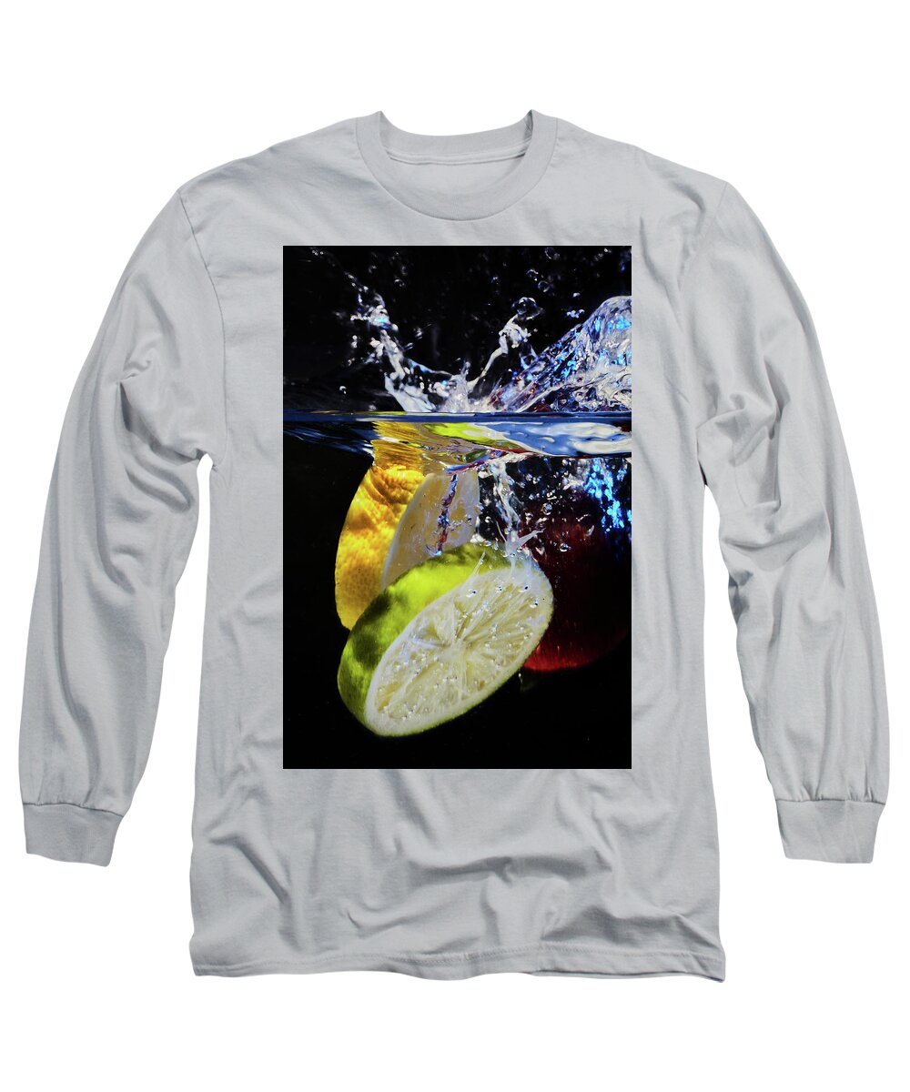 Jon Glaser Long Sleeve T-Shirt featuring the photograph Splashing Fruit by Jon Glaser