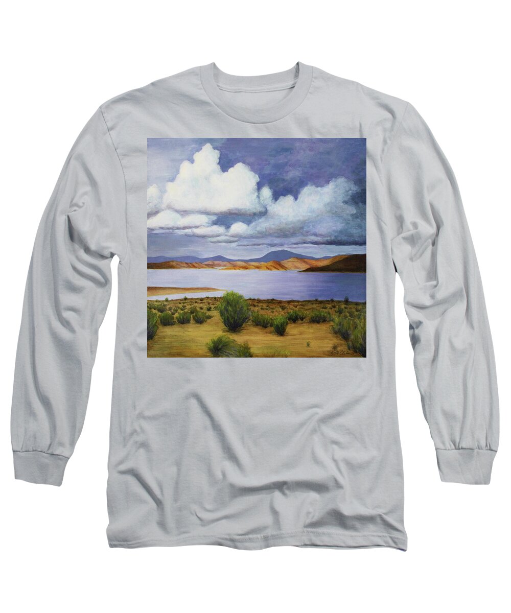 Kim Mcclinton Long Sleeve T-Shirt featuring the painting Storm on Lake Powell - right panel of three by Kim McClinton