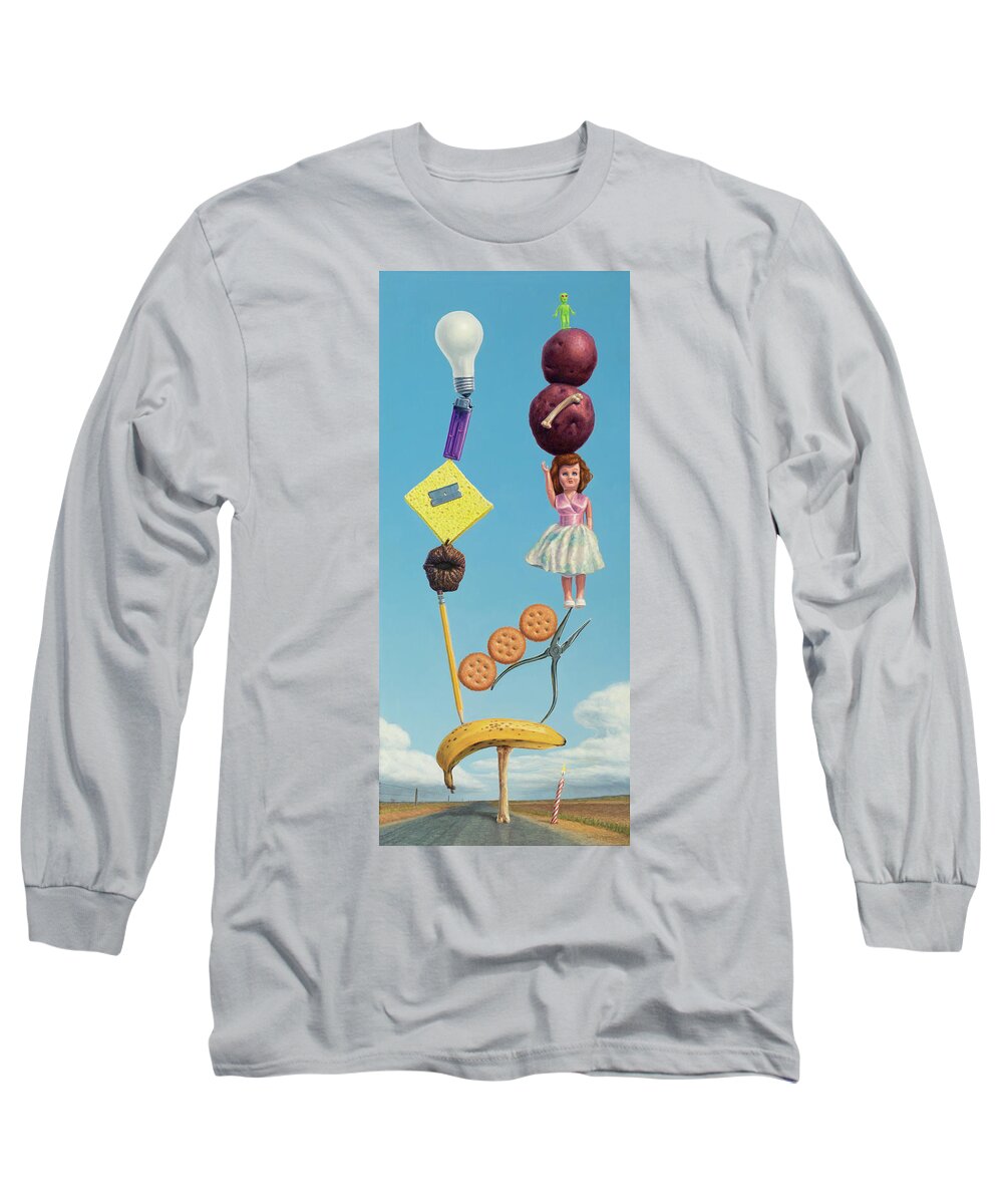 Still-life Long Sleeve T-Shirt featuring the painting Tenuous Still-Life 2 by James W Johnson