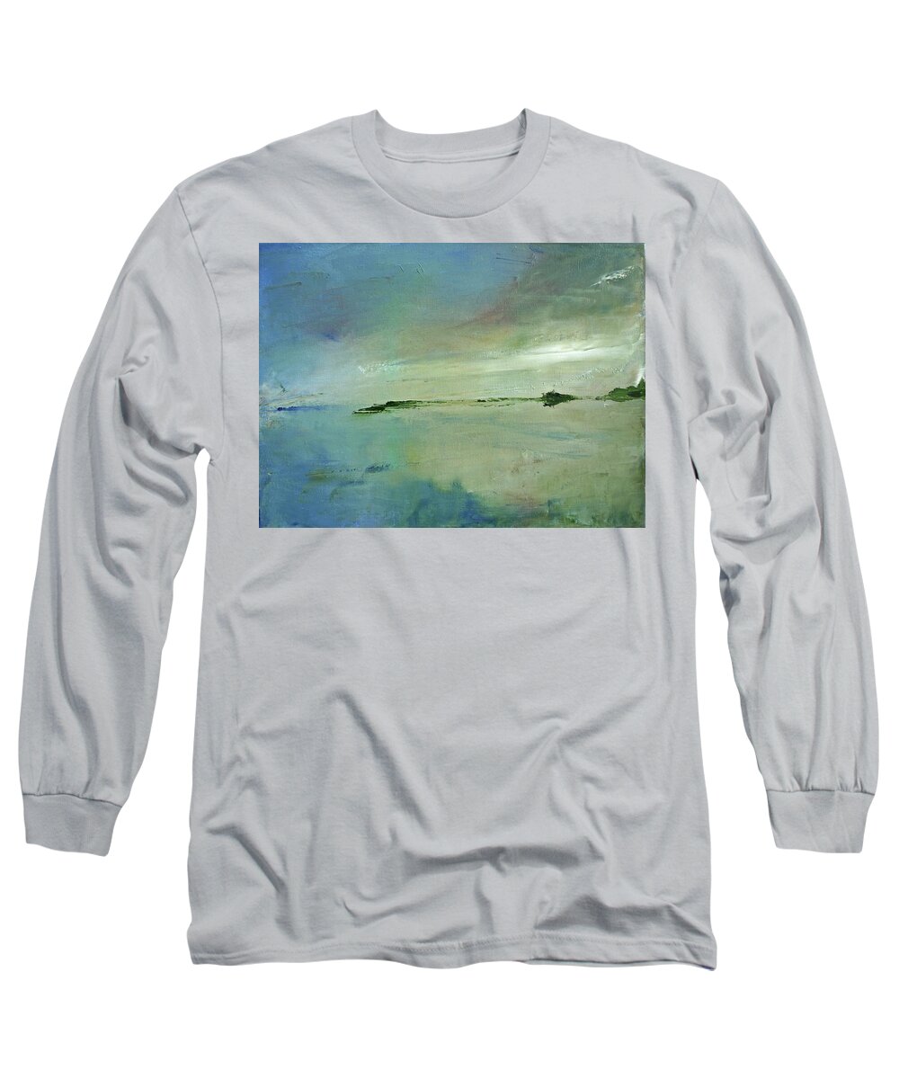 Landscape Long Sleeve T-Shirt featuring the painting The Spit by Roger Clarke