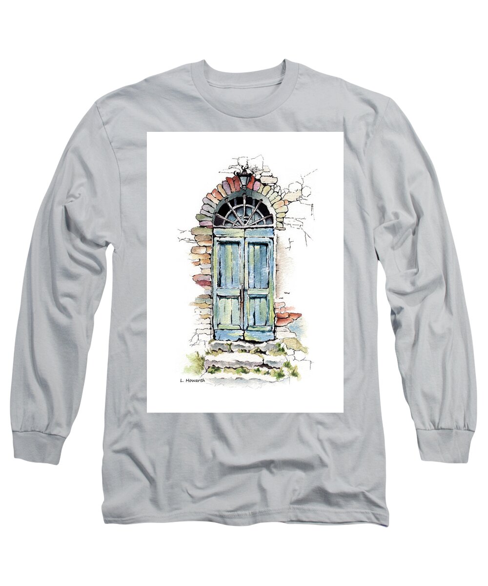 Doorway Long Sleeve T-Shirt featuring the painting To Another World by Louise Howarth
