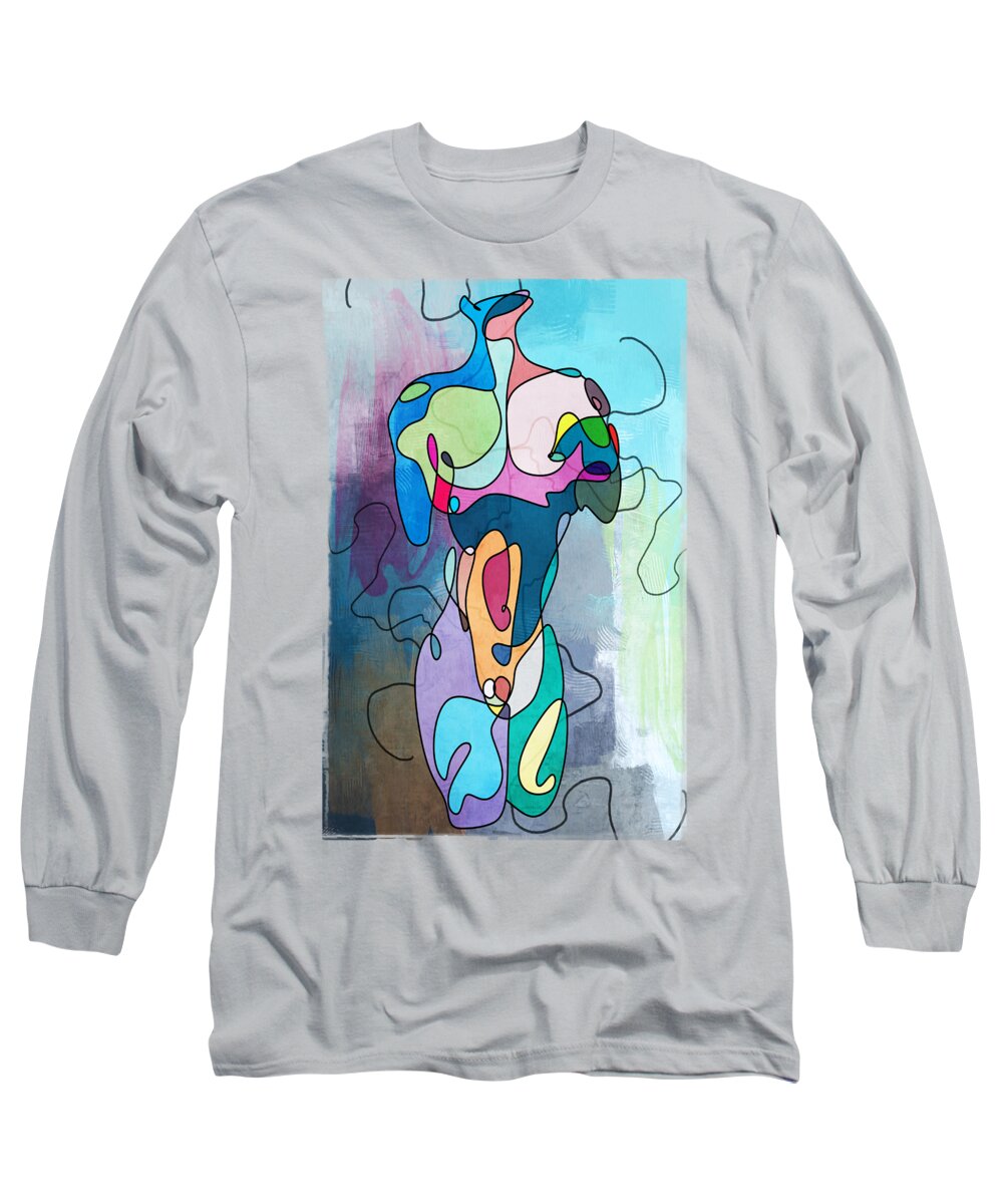 Minimal Art Long Sleeve T-Shirt featuring the painting To Much Colors by Mark Ashkenazi