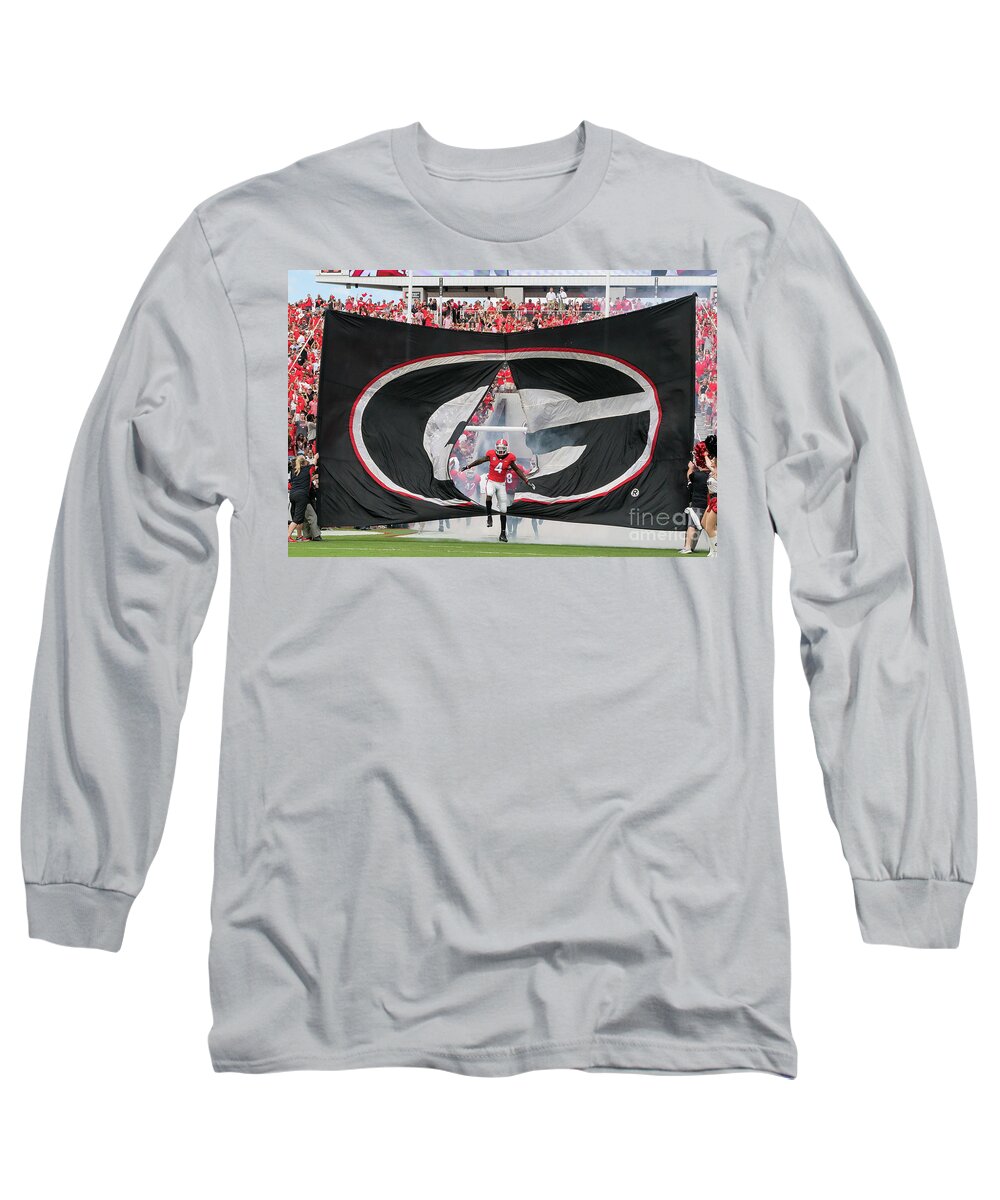 American Football - Sport Long Sleeve T-Shirt featuring the photograph University of Georgia Football - Athens GA by Sanjeev Singhal