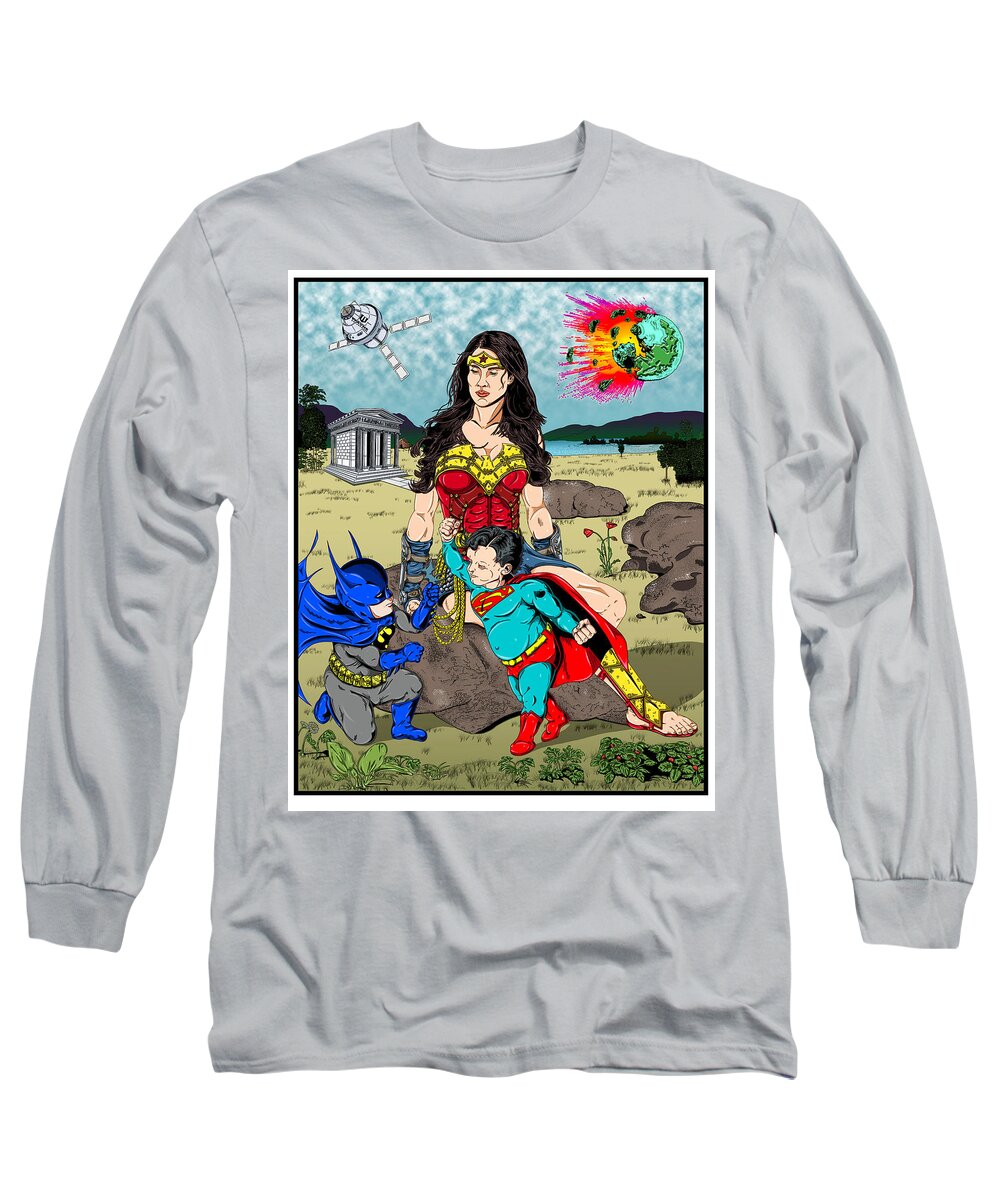Illustration Long Sleeve T-Shirt featuring the digital art Untitled #1 from the New Gods Series by Christopher W Weeks