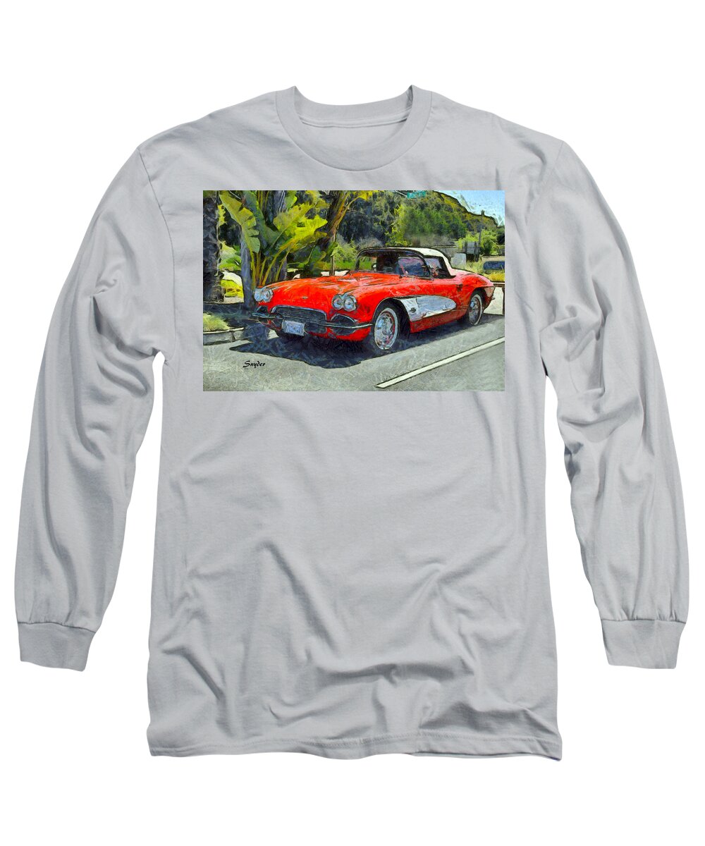 Car Long Sleeve T-Shirt featuring the photograph Vintage Corvette Pismo Beach California by Barbara Snyder