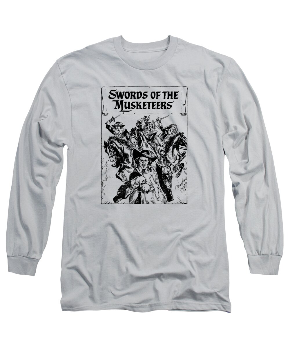 Comic Book Long Sleeve T-Shirt featuring the digital art Vintage musketeer comic by Madame Memento