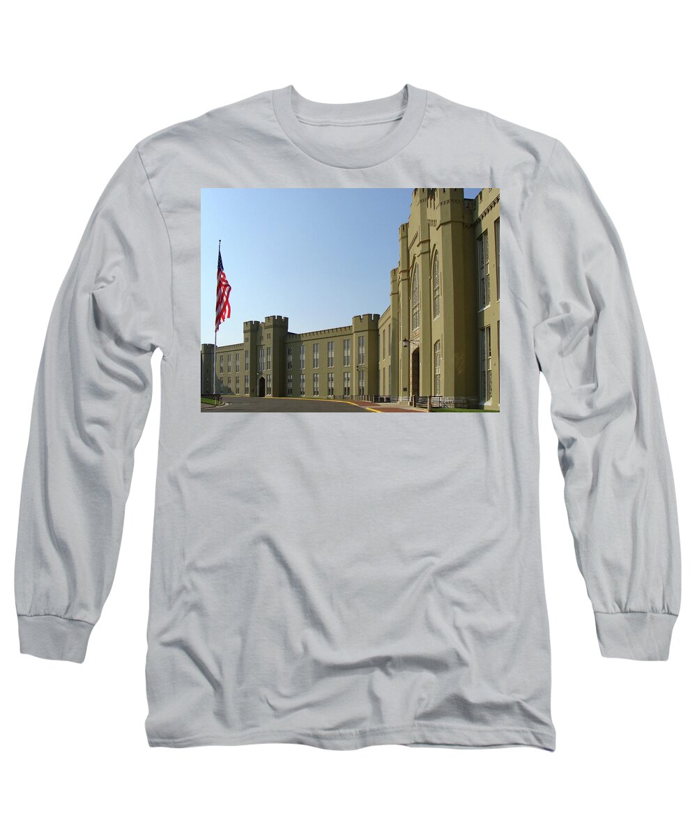 Barracks Long Sleeve T-Shirt featuring the photograph VMI Barracks by Deb Beausoleil