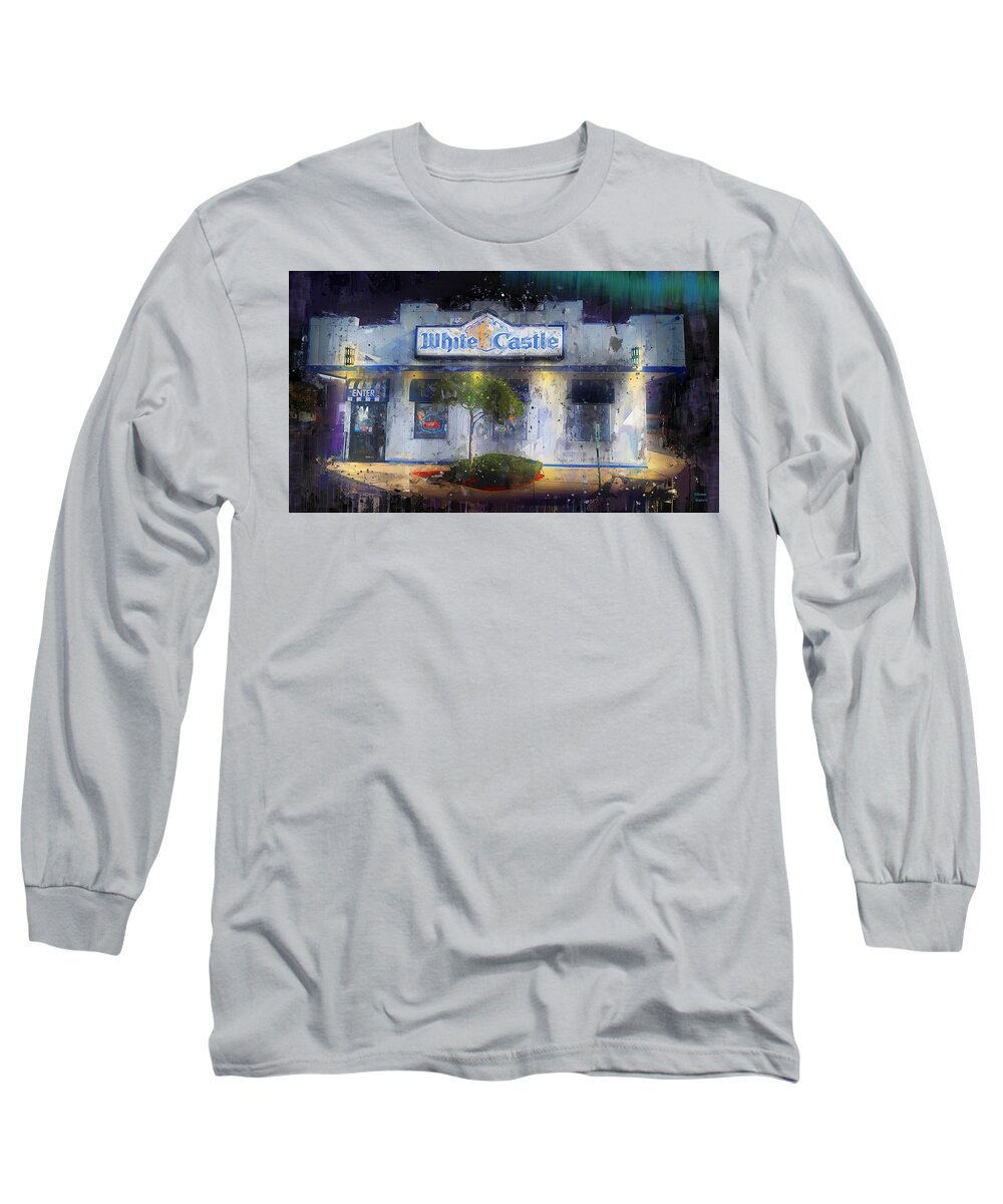 White Castle Long Sleeve T-Shirt featuring the painting White Castle - Buy Em By The Sack by Glenn Galen