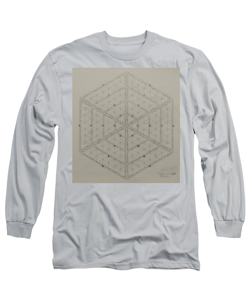 Energy Long Sleeve T-Shirt featuring the drawing Why E equals MC2 Where does energy comes from by Jason Padgett
