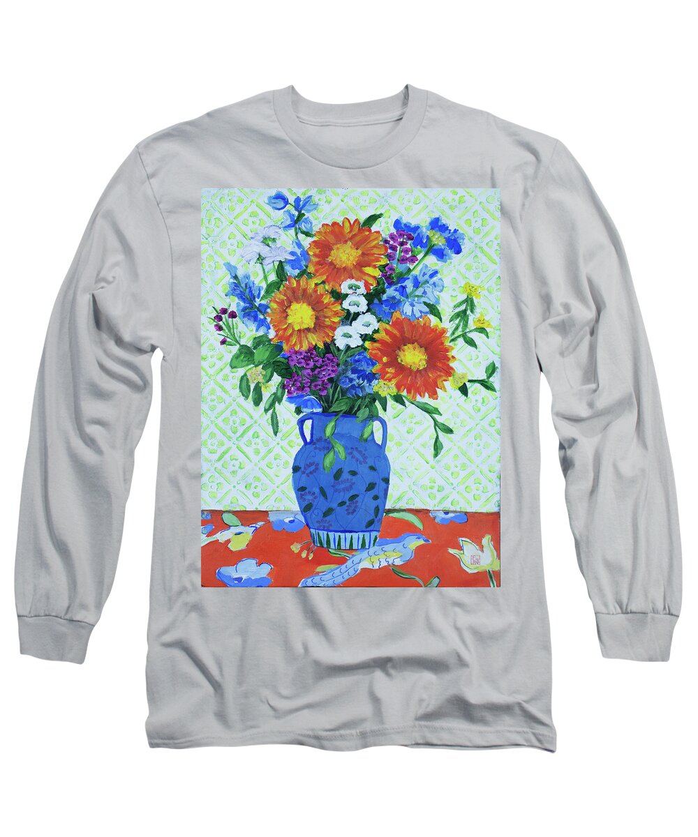 Still Life Long Sleeve T-Shirt featuring the painting Wild bunch by Debbie Brown