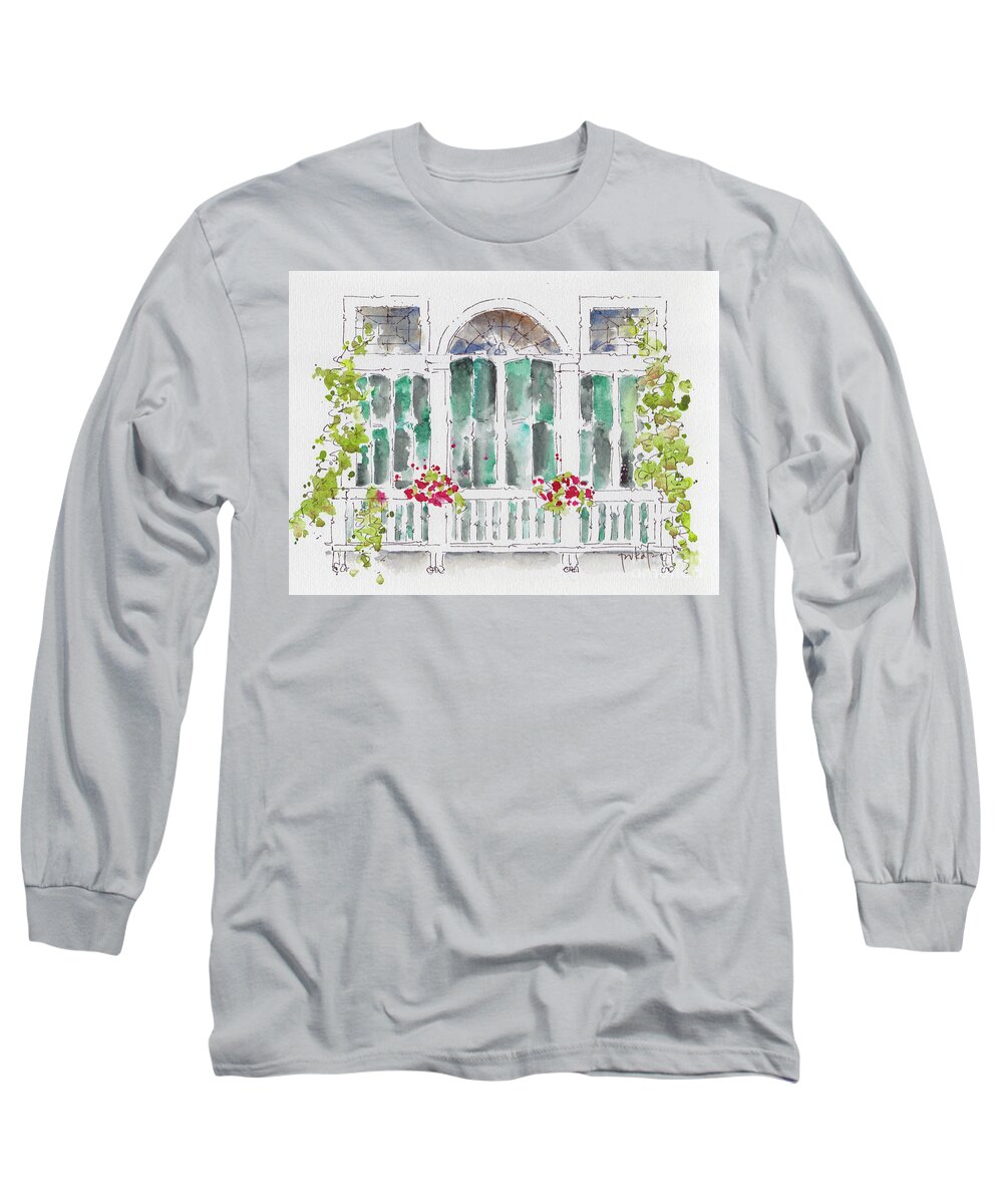 Impressionism Long Sleeve T-Shirt featuring the painting Windows On The Canal by Pat Katz