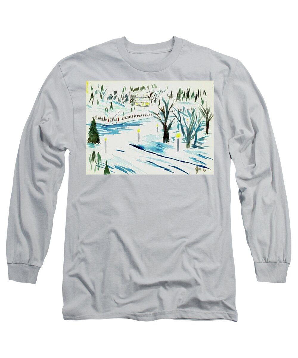  Long Sleeve T-Shirt featuring the painting Winter Corner by John Macarthur