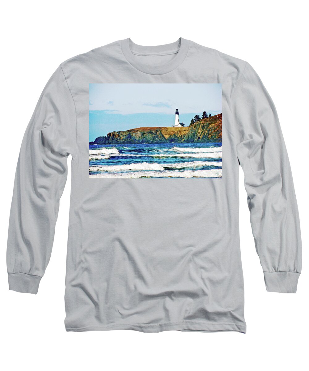 Yaquina Head Long Sleeve T-Shirt featuring the digital art Yaquina Head by Gary Olsen-Hasek
