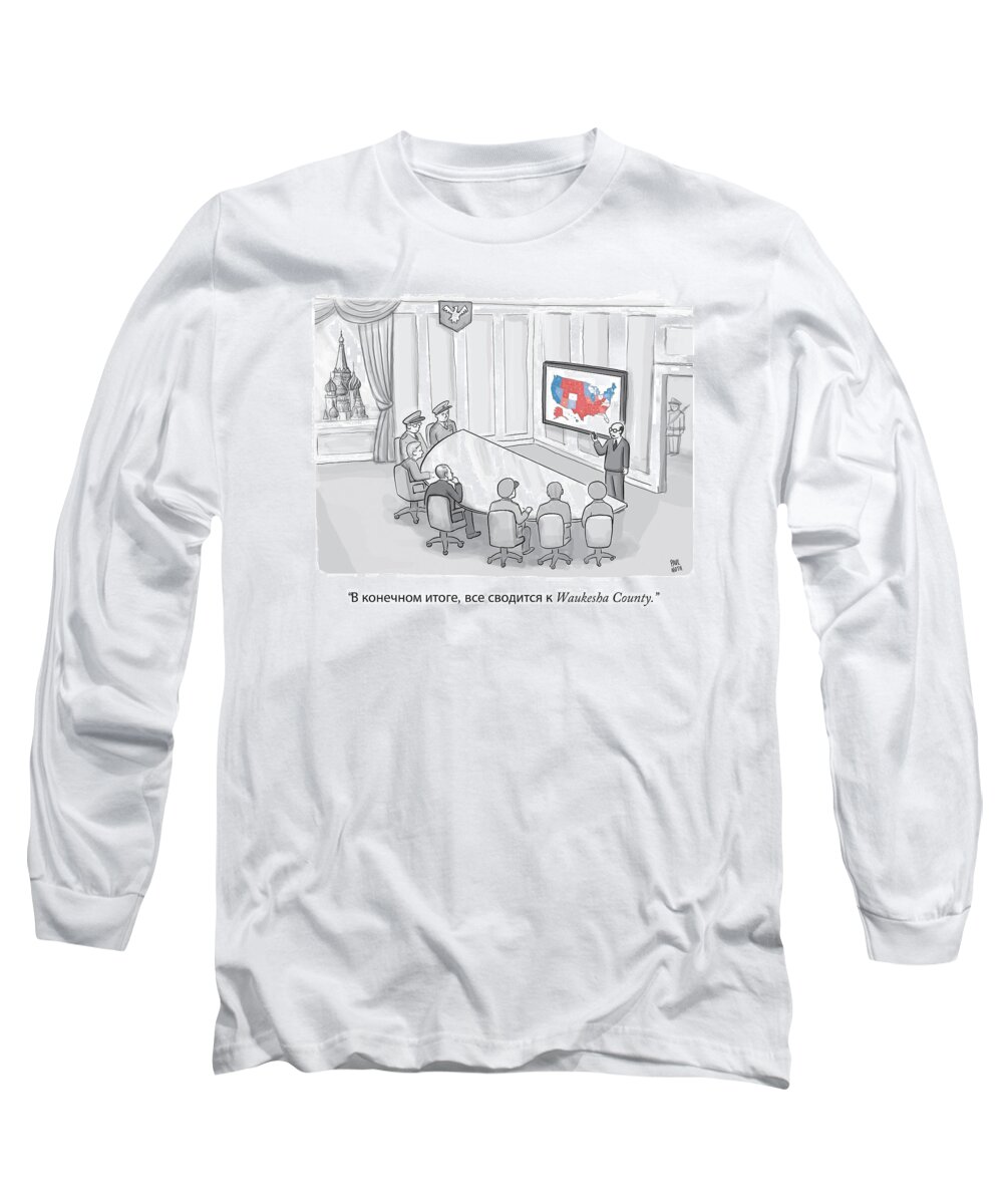 Election Long Sleeve T-Shirt featuring the drawing Russian Government Monitors US Elections by Paul Noth