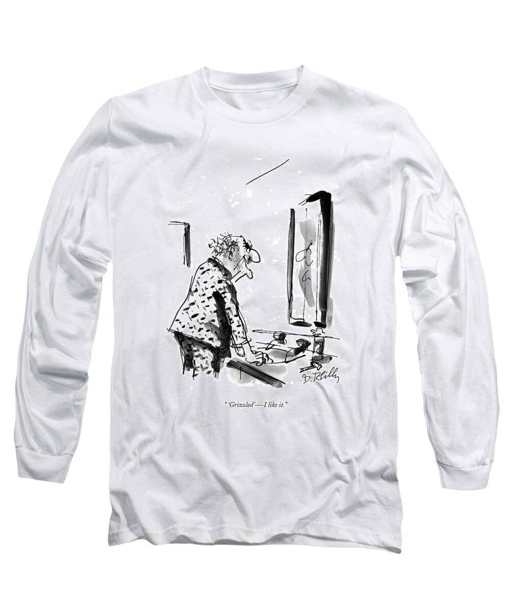 Age Long Sleeve T-Shirt featuring the drawing 'grizzled' - I Like It by Donald Reilly
