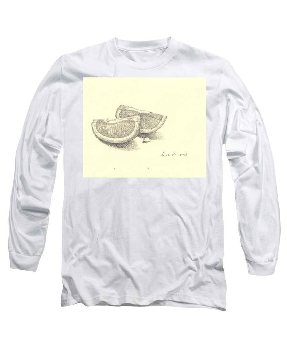  Long Sleeve T-Shirt featuring the drawing 0021 by Hae Kim