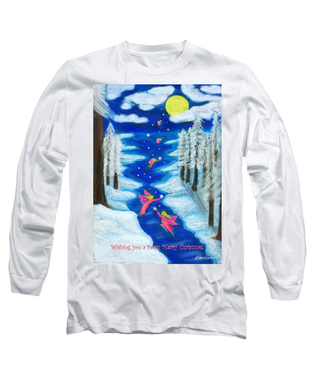 Faery Long Sleeve T-Shirt featuring the pastel Faery Merry Christmas by Diana Haronis