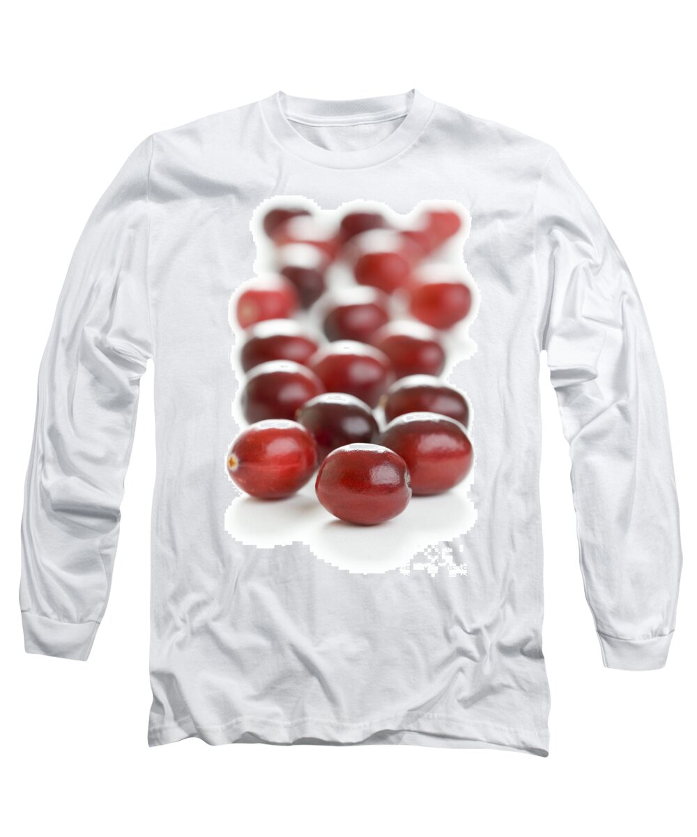 Cranberry Long Sleeve T-Shirt featuring the photograph Fresh Cranberries Isolated #1 by Lee Avison