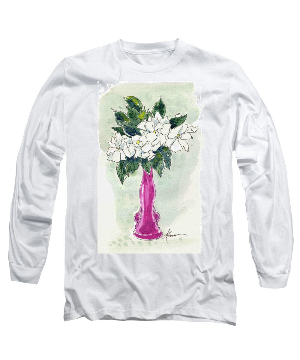 Flowers Long Sleeve T-Shirt featuring the painting Mama's Vase by Adele Bower