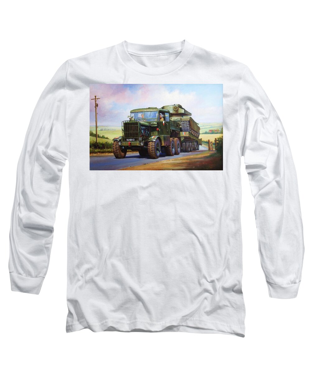 Lorry Long Sleeve T-Shirt featuring the painting Scammell Explorer. by Mike Jeffries