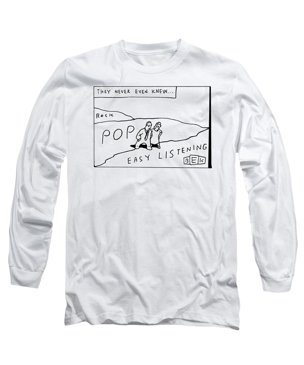 Music Long Sleeve T-Shirt featuring the drawing The Title Reads #2 by Bruce Eric Kaplan