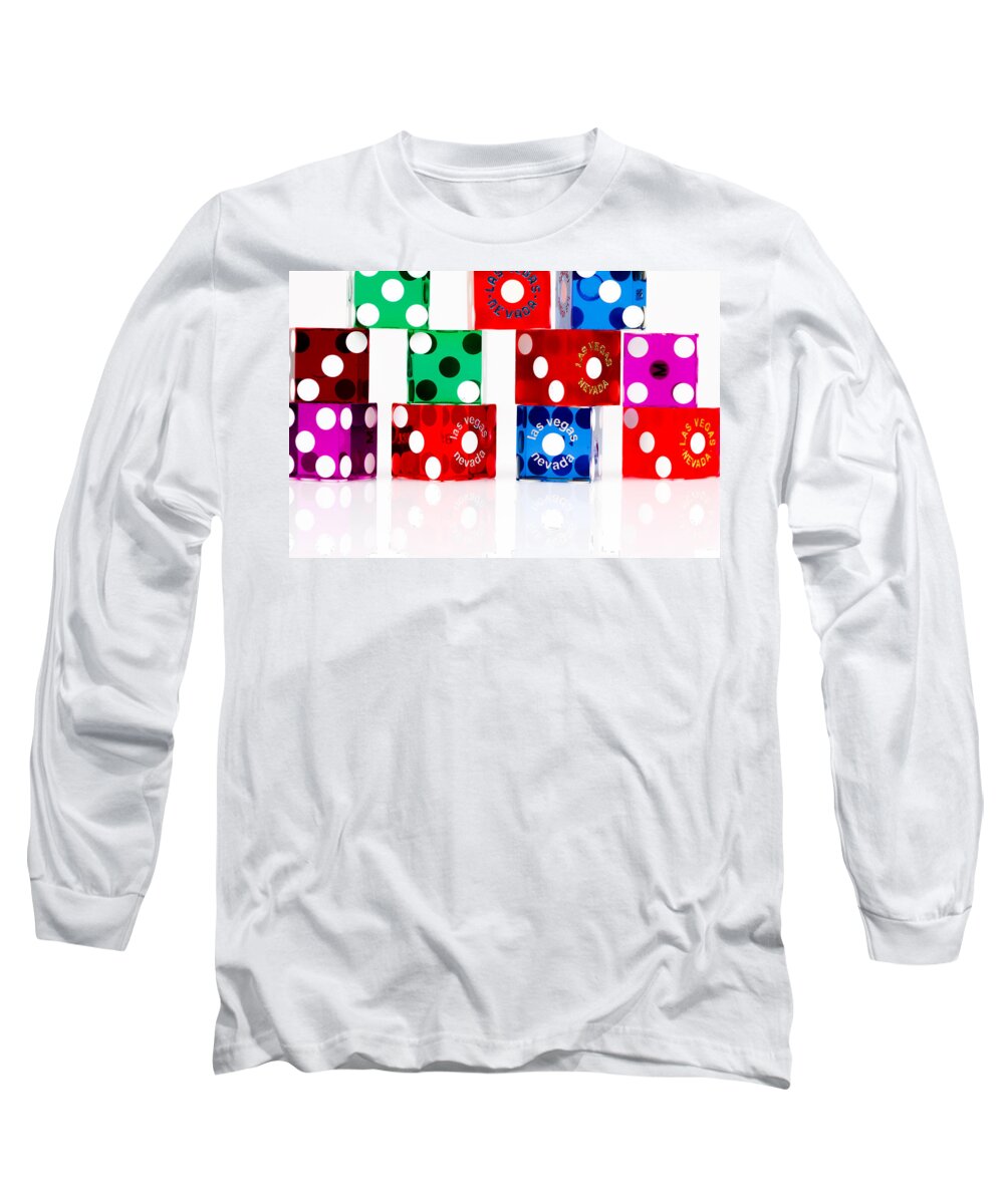 Las Vegas Long Sleeve T-Shirt featuring the photograph Colorful Dice by Raul Rodriguez