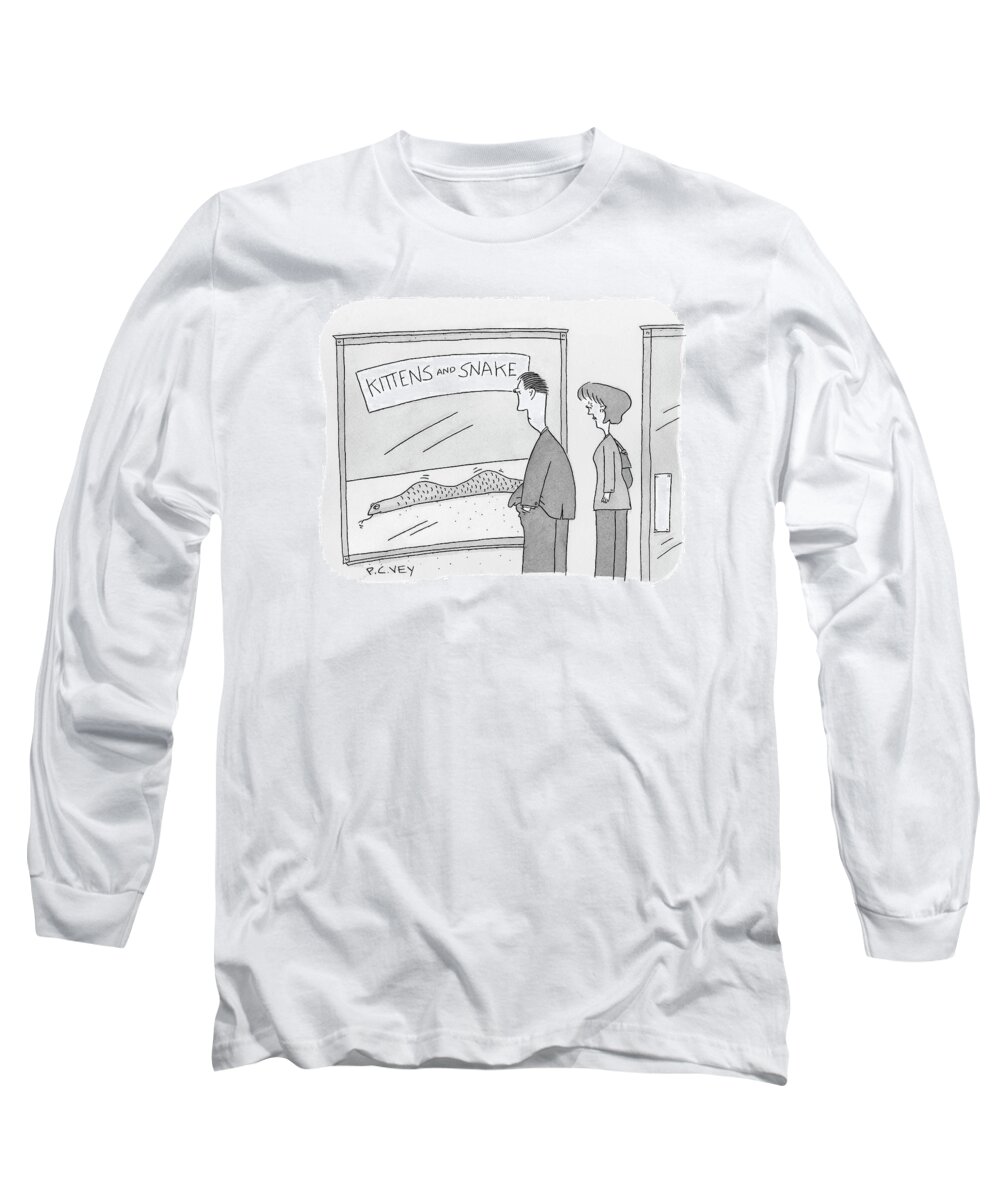Kittens And Snake Long Sleeve T-Shirt featuring the drawing New Yorker December 17th, 2007 by Peter C. Vey