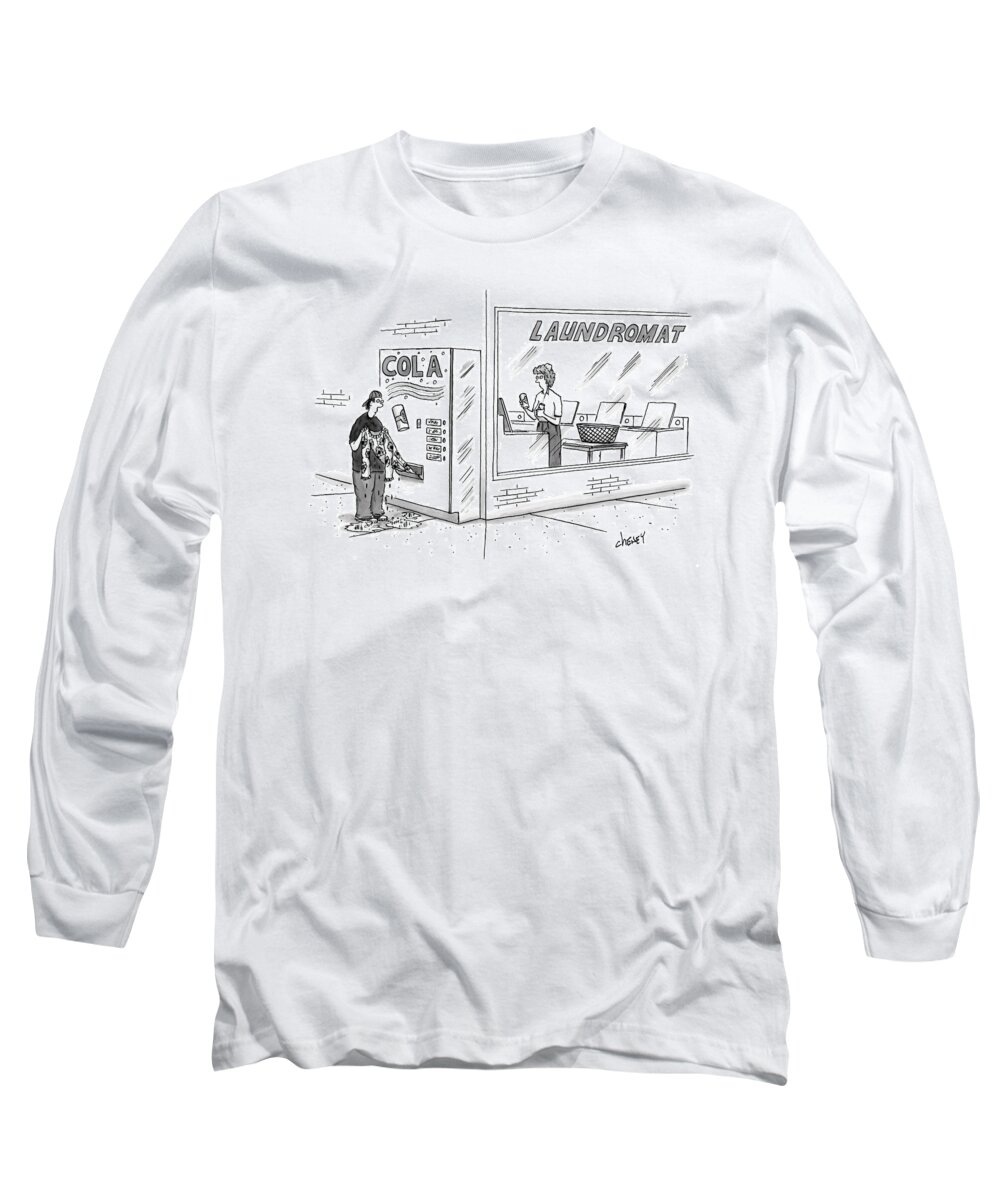 Soda Long Sleeve T-Shirt featuring the drawing Captionless by Tom Cheney
