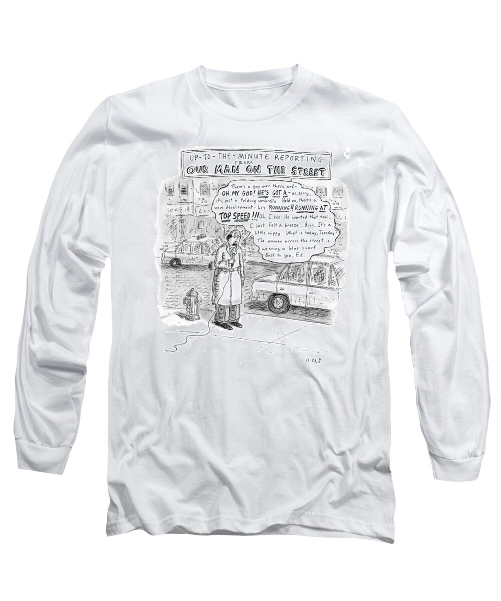 Captionless Long Sleeve T-Shirt featuring the drawing New Yorker February 9th, 2009 #1 by Roz Chast