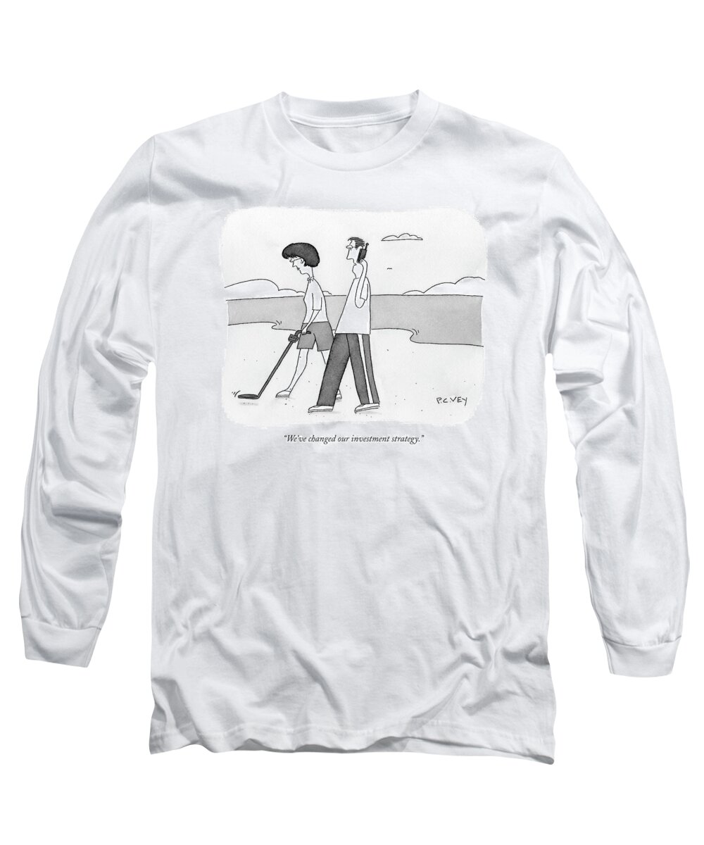Money Age Problems Seashore

(couple With A Metal Detector Walking Along The Beach.) 122590  Peter C. Vey Long Sleeve T-Shirt featuring the drawing We've Changed Our Investment Strategy by Peter C. Vey