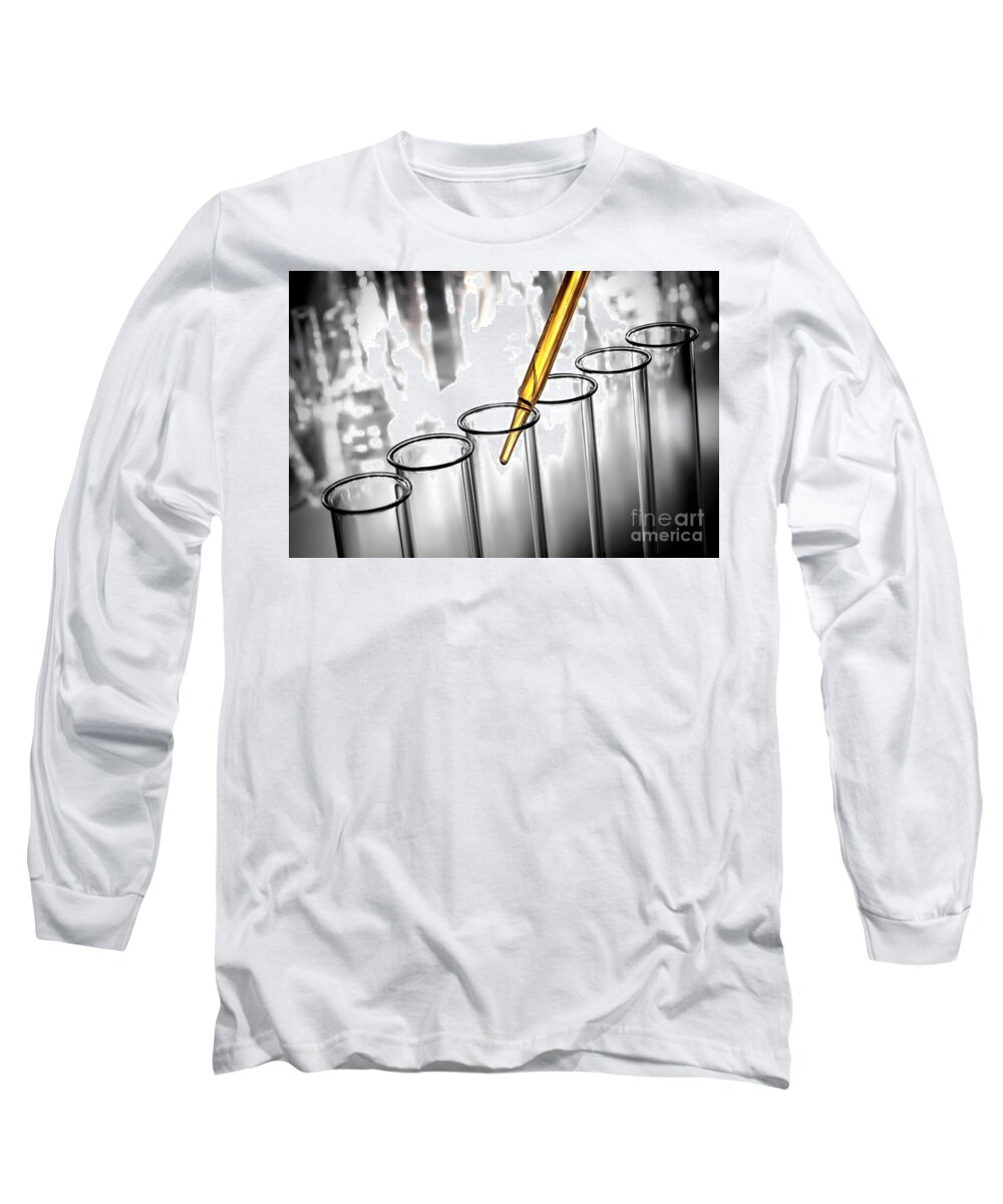 Test Long Sleeve T-Shirt featuring the photograph Laboratory Test Tubes in Science Research Lab #13 by Science Research Lab