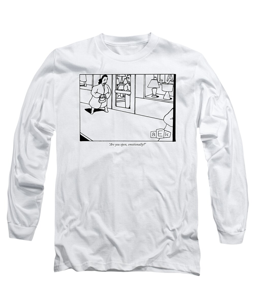 Love Long Sleeve T-Shirt featuring the drawing Are You Open by Bruce Eric Kaplan