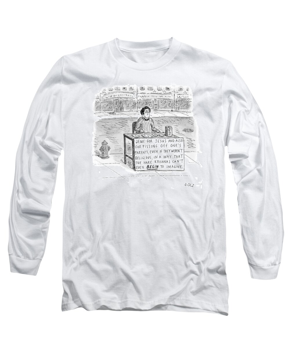 Religion Hebrew Christian Relationships Family Long Sleeve T-Shirt featuring the drawing New Yorker October 25th, 2004 by Roz Chast