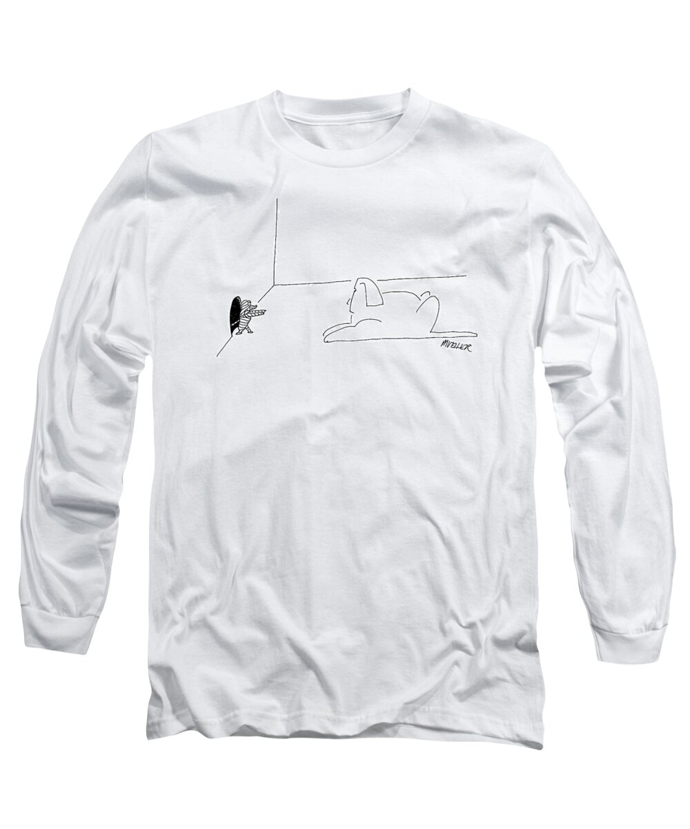 Sphinx Long Sleeve T-Shirt featuring the drawing New Yorker July 31st, 2000 by Peter Mueller