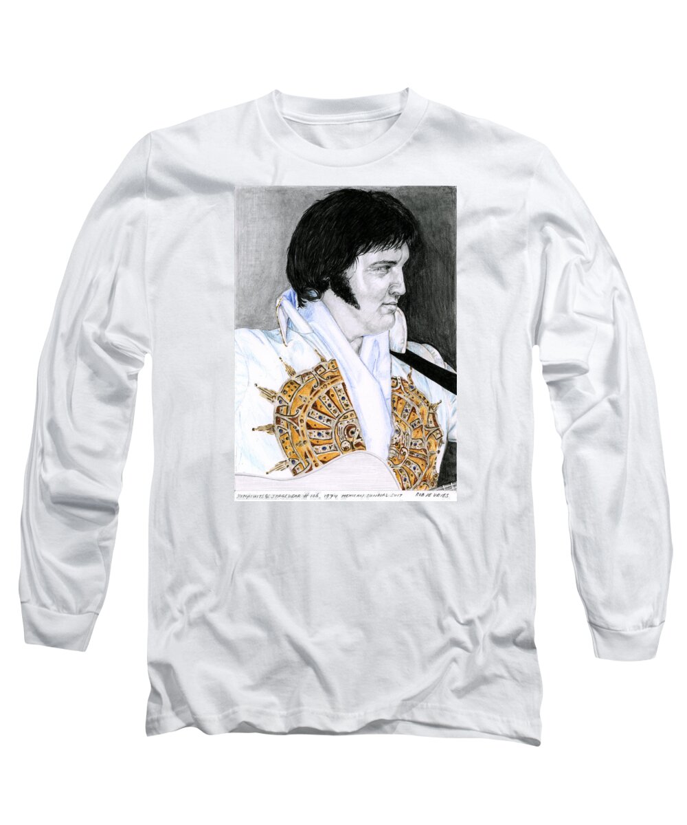 Elvis Long Sleeve T-Shirt featuring the drawing 1974 Mexican Sundial Suit by Rob De Vries