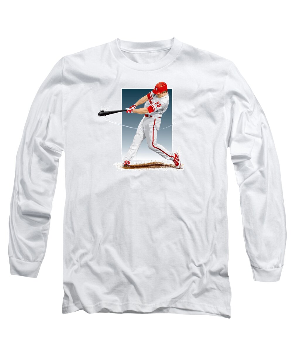 Chase Utley Long Sleeve T-Shirt featuring the digital art Chase Utley #2 by Scott Weigner