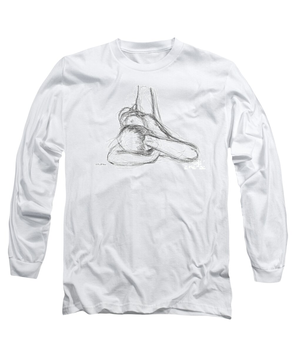 Male Sketches Long Sleeve T-Shirt featuring the drawing Nude Male Sketches 2 #2 by Gordon Punt
