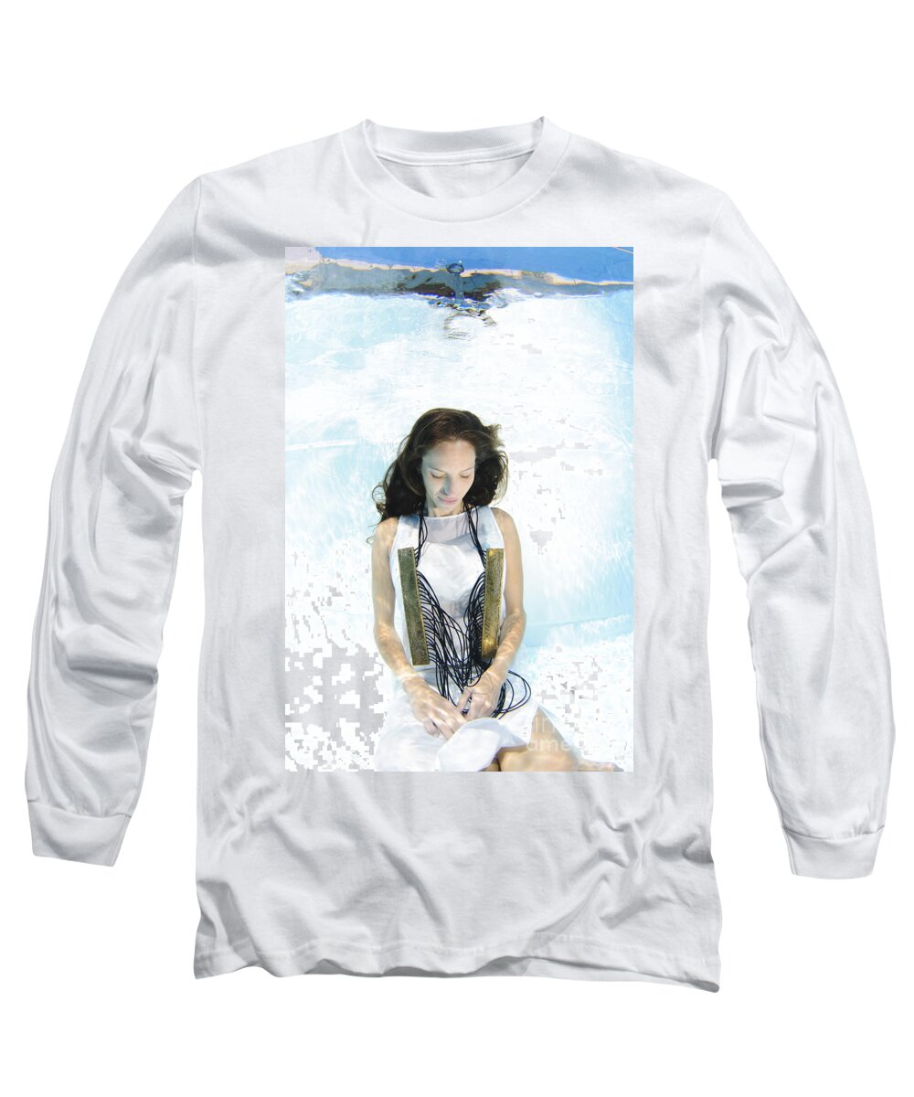 Underwater Long Sleeve T-Shirt featuring the photograph Woman Floats Underwater #2 by Hagai Nativ
