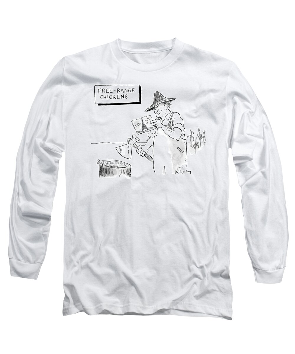 Captionless. Farmers Long Sleeve T-Shirt featuring the drawing New Yorker April 20th, 2009 by Mike Twohy
